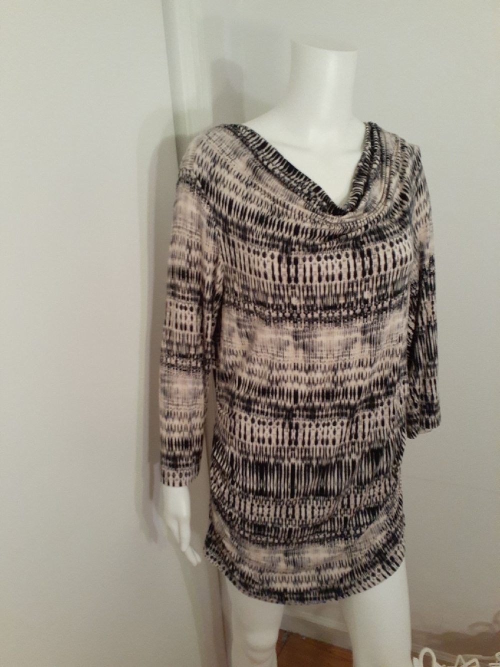 Rose & Olive XL rayon stretch knit top shirt blouse summer career office black
